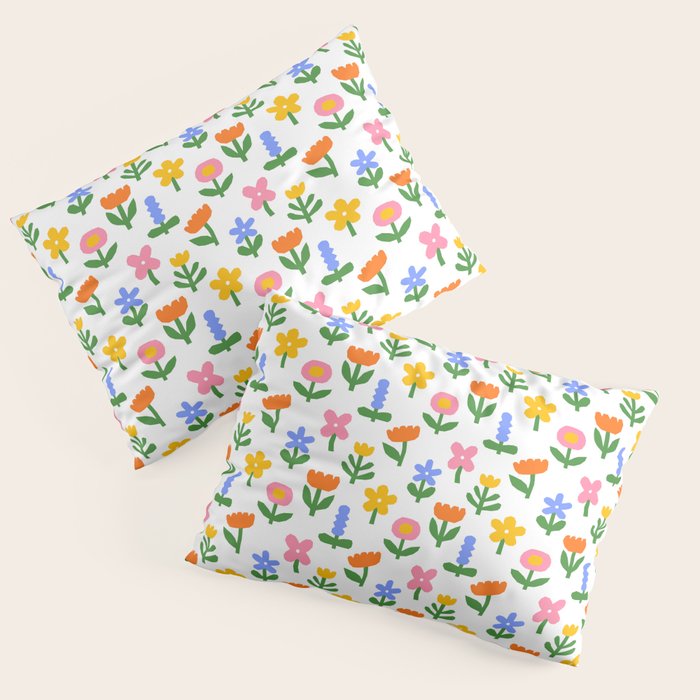 Colorful spring flower art pattern Pillow Sham Gallery Image 3