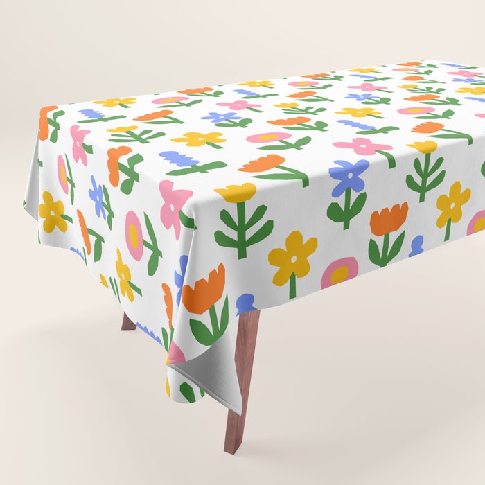 Colorful spring flower art pattern Tablecloth Gallery Image 1