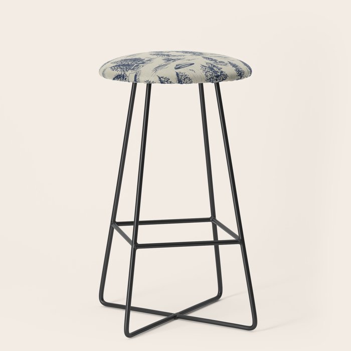 Alien Abduction Toile De Jouy Pattern in Blue Stool Gallery Image 1