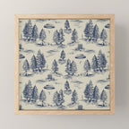 Alien Abduction Toile De Jouy Pattern in Blue Mini Art Print Gallery Image 1