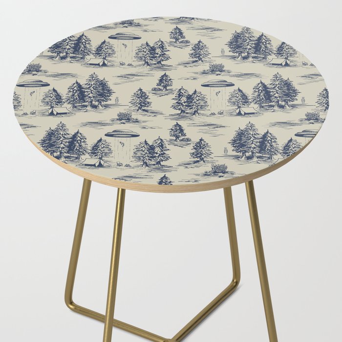 Alien Abduction Toile De Jouy Pattern in Blue Side Table Gallery Image 2