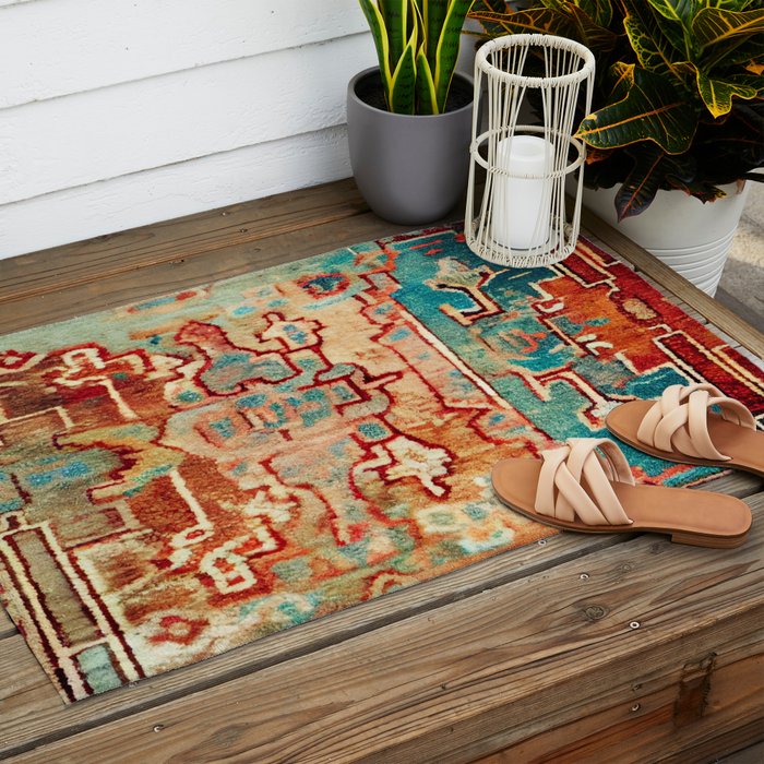 Eclectic Vintage Bohemian Aesthetic Outdoor Rug Gallery Image 2