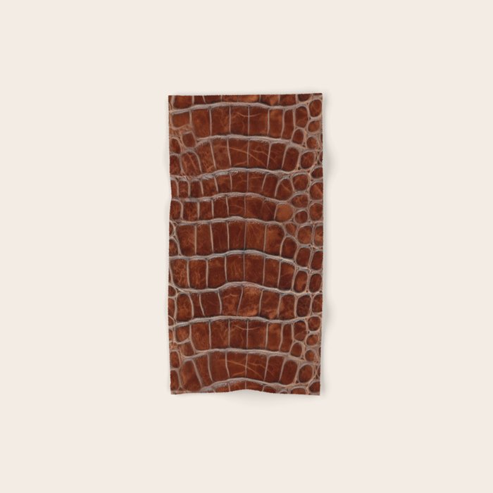 Crocodile Leather Pattern in Deep Brown Bath Towel Gallery Image 1