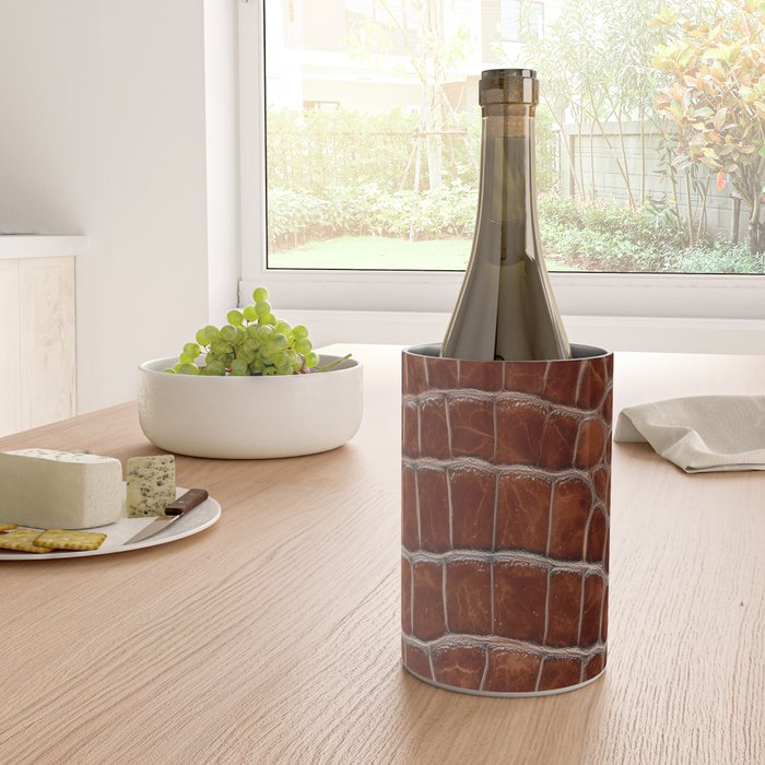 Crocodile Leather Pattern in Deep Brown Wine Chiller Gallery Image 4