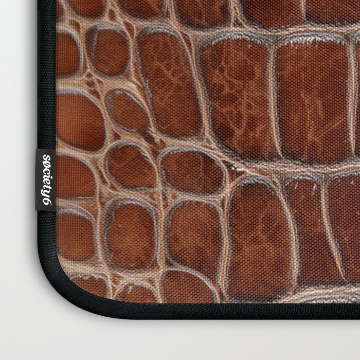 Crocodile Leather Pattern in Deep Brown Laptop Sleeve Gallery Image 3