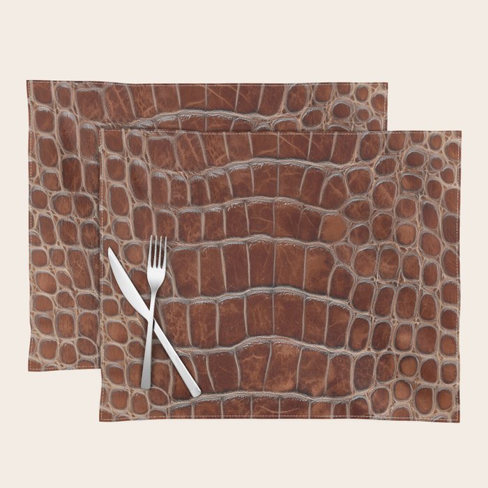 Crocodile Leather Pattern in Deep Brown Placemat Gallery Image 1