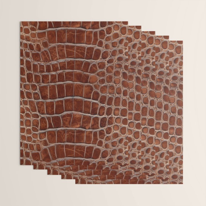Crocodile Leather Pattern in Deep Brown Wrapping Paper Gallery Image 3