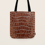 Crocodile Leather Pattern in Deep Brown Tote Bag Gallery Image 1