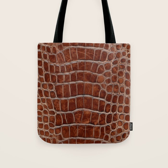 Crocodile Leather Pattern in Deep Brown Tote Bag Gallery Image 1