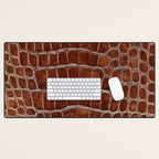 Crocodile Leather Pattern in Deep Brown Desk Mat Gallery Image 1