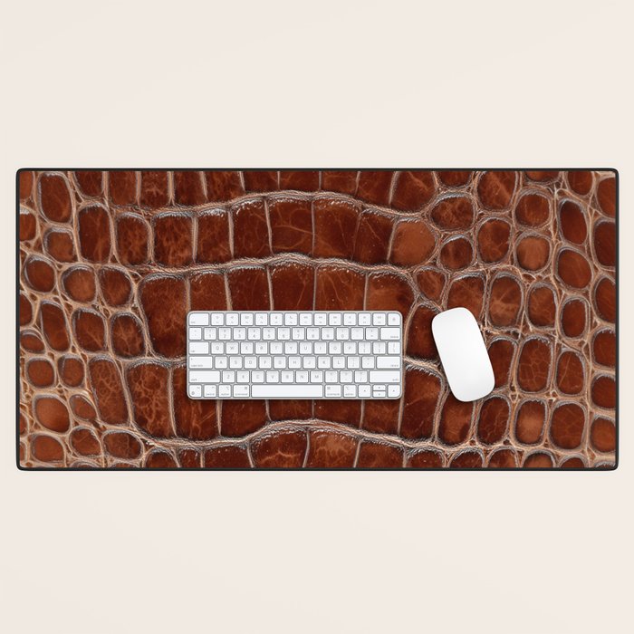 Crocodile Leather Pattern in Deep Brown Desk Mat Gallery Image 1