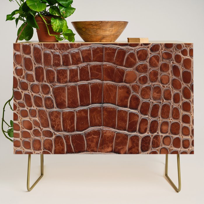 Crocodile Leather Pattern in Deep Brown Credenza Gallery Image 1