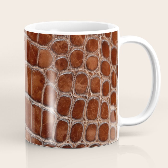 Crocodile Leather Pattern in Deep Brown Coffee Mug Gallery Image 1