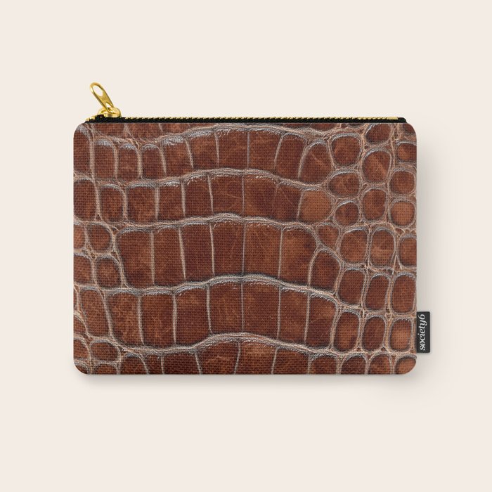 Crocodile Leather Pattern in Deep Brown Carry All Pouch Gallery Image 1