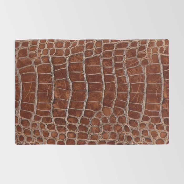 Crocodile Leather Pattern in Deep Brown Rug Gallery Image 2