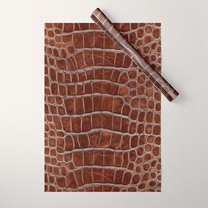 Crocodile Leather Pattern in Deep Brown Wrapping Paper Gallery Image 1