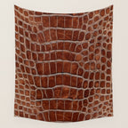 Crocodile Leather Pattern in Deep Brown Wall Tapestry Gallery Image 4