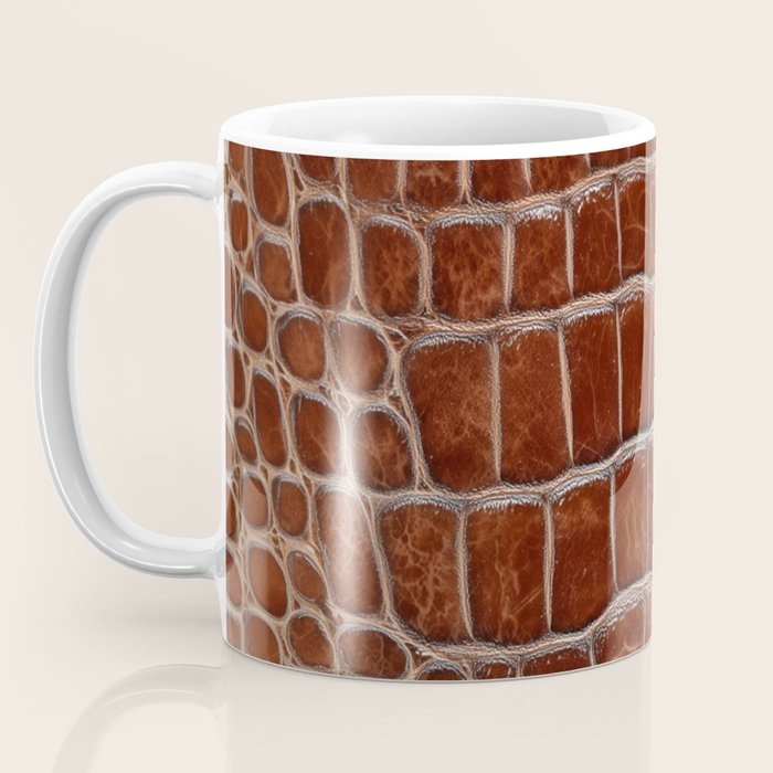 Crocodile Leather Pattern in Deep Brown Coffee Mug Gallery Image 3