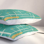 Mid-Century Modern Kinetikos Pattern in Teal Blue Green, Mustard Gold, and Celadon Pillow Sham Gallery Image 3
