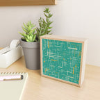Mid-Century Modern Kinetikos Pattern in Teal Blue Green, Mustard Gold, and Celadon Mini Art Print Gallery Image 2