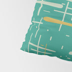 Mid-Century Modern Kinetikos Pattern in Teal Blue Green, Mustard Gold, and Celadon Pillow Sham Gallery Image 4