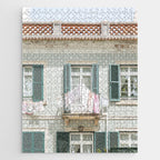 Laundry Day in Sintra | Tiled House in Portugal Art print | Street Travel Photography in Soft Pastel Colors Jigsaw Puzzle Gallery Image 1