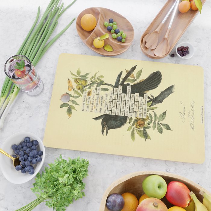 Bird Divinations: Raven (about: almanacofbirds.org) Cutting Board Gallery Image 2