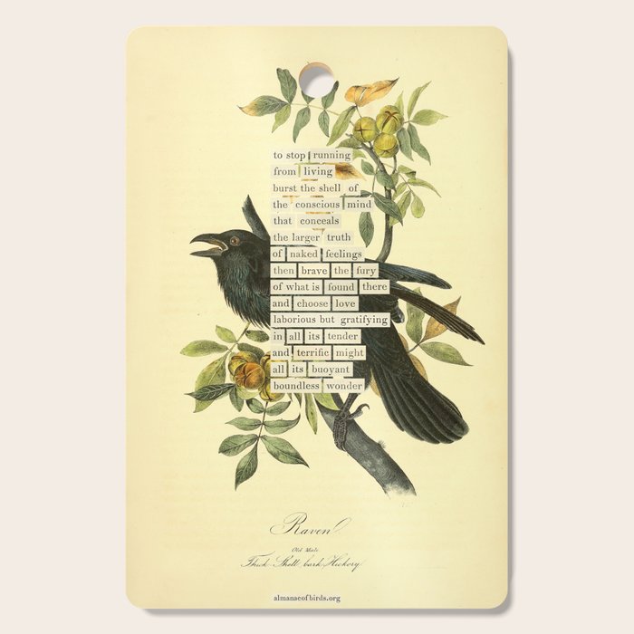 Bird Divinations: Raven (about: almanacofbirds.org) Cutting Board Gallery Image 1