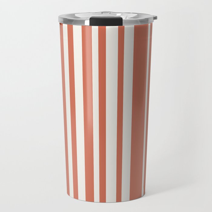 Classic Stripes XLVII - Brick Red Travel Mug Gallery Image 1