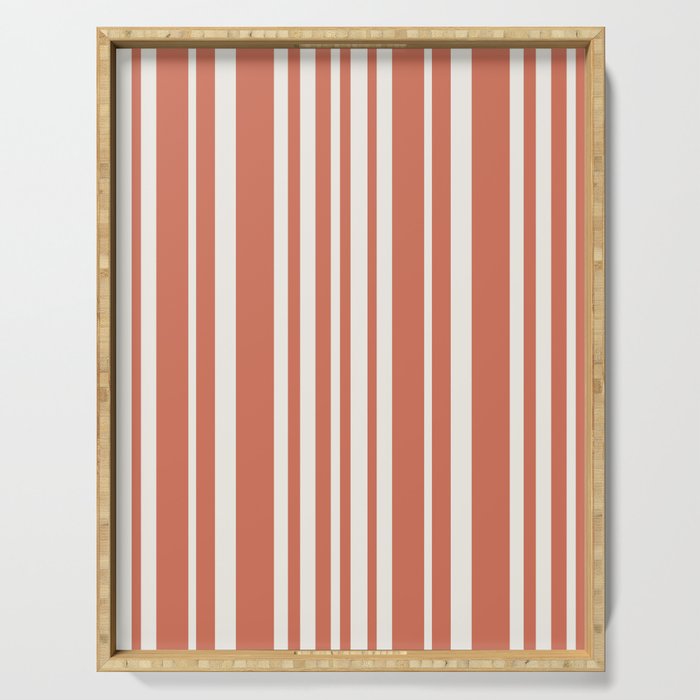 Classic Stripes XLVII - Brick Red Serving Tray Gallery Image 1