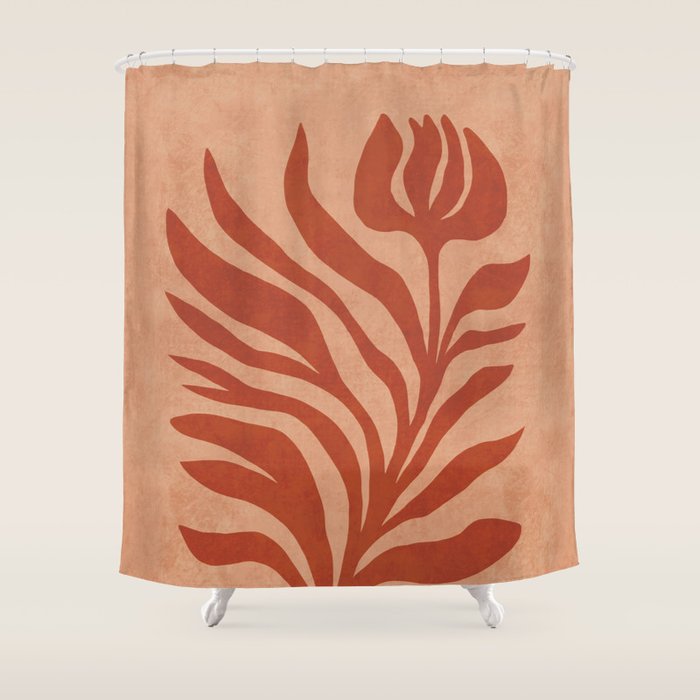 Maximalist wildflower in clay orange Shower Curtain
