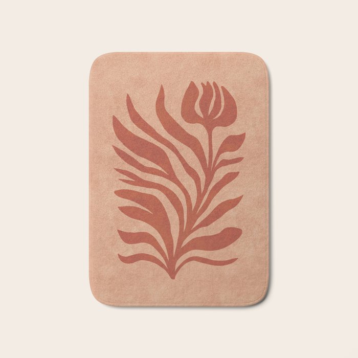Maximalist wildflower in clay orange Bath Mat Gallery Image 1