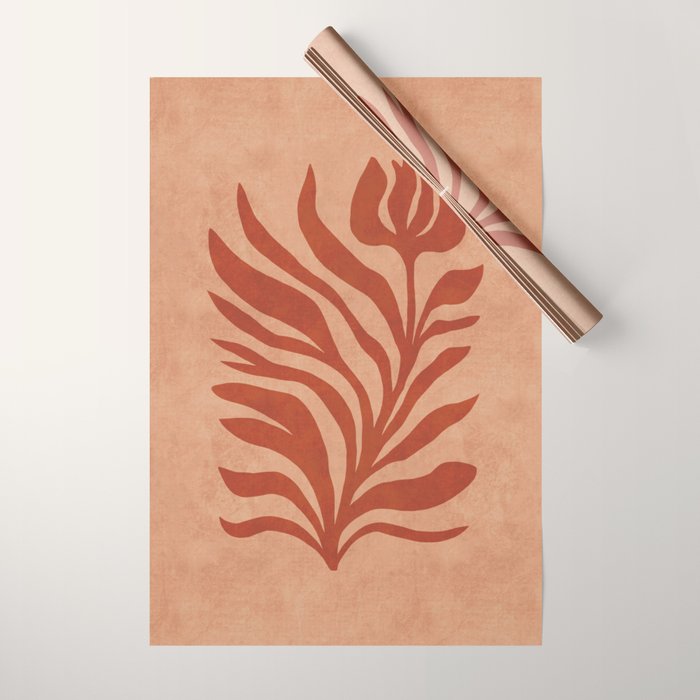 Maximalist wildflower in clay orange Wrapping Paper Gallery Image 1