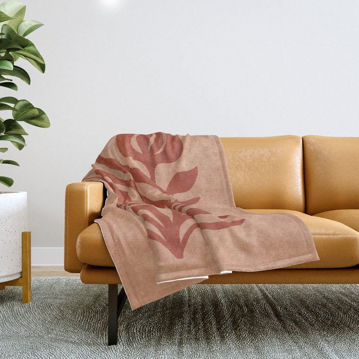 Maximalist wildflower in clay orange Throw Blanket Gallery Image 1