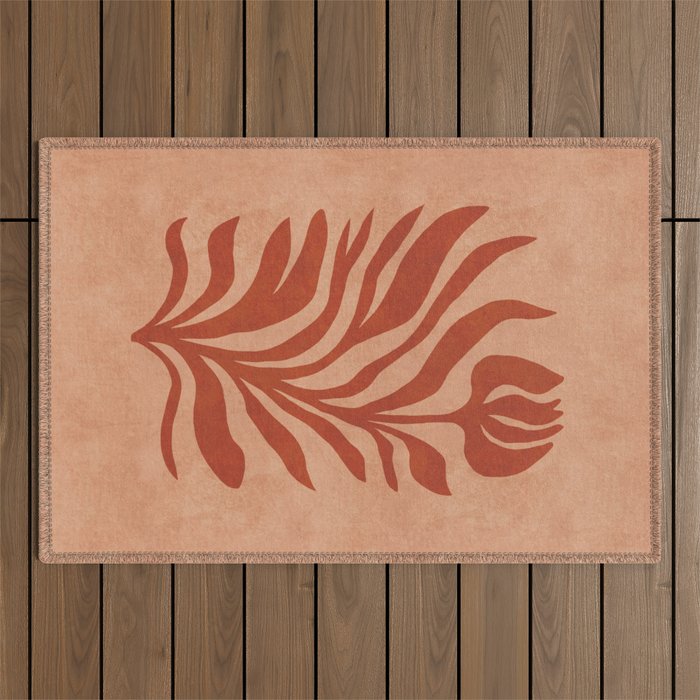 Maximalist wildflower in clay orange Outdoor Rug Gallery Image 1