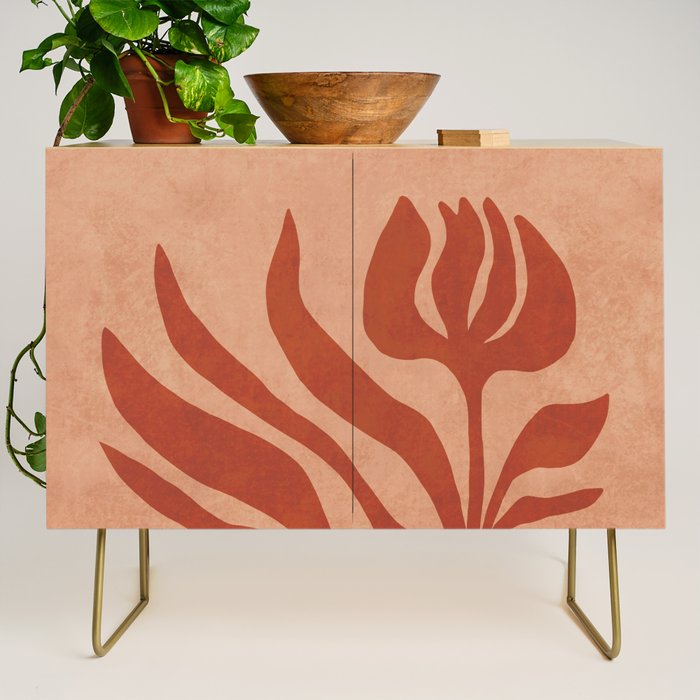 Maximalist wildflower in clay orange Credenza Gallery Image 1