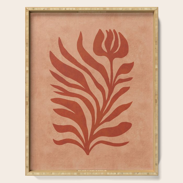 Maximalist wildflower in clay orange Serving Tray Gallery Image 1