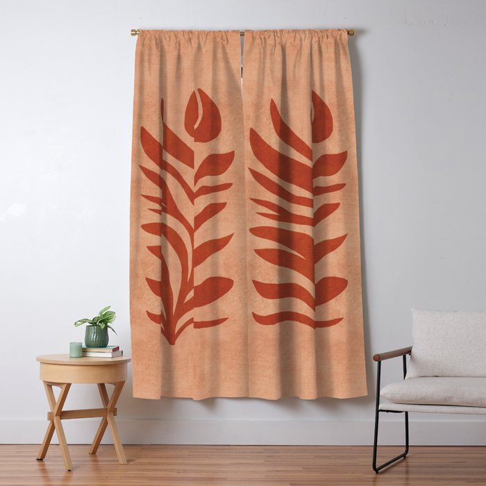 Maximalist wildflower in clay orange Window Curtain
