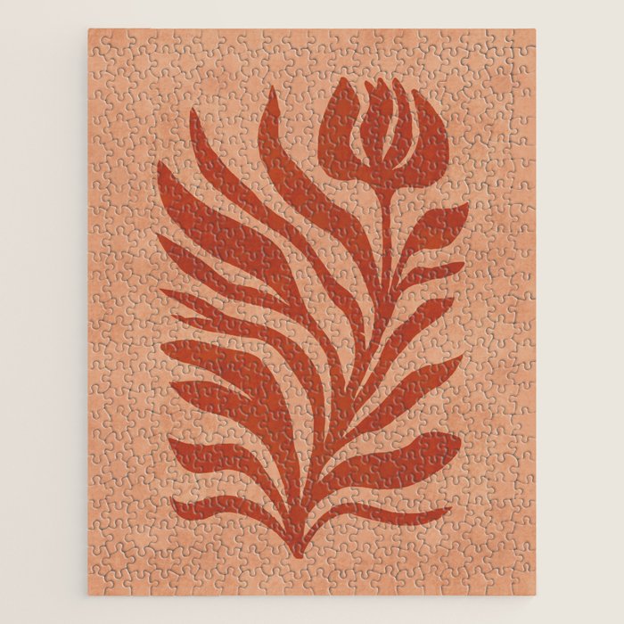 Maximalist wildflower in clay orange Jigsaw Puzzle Gallery Image 1