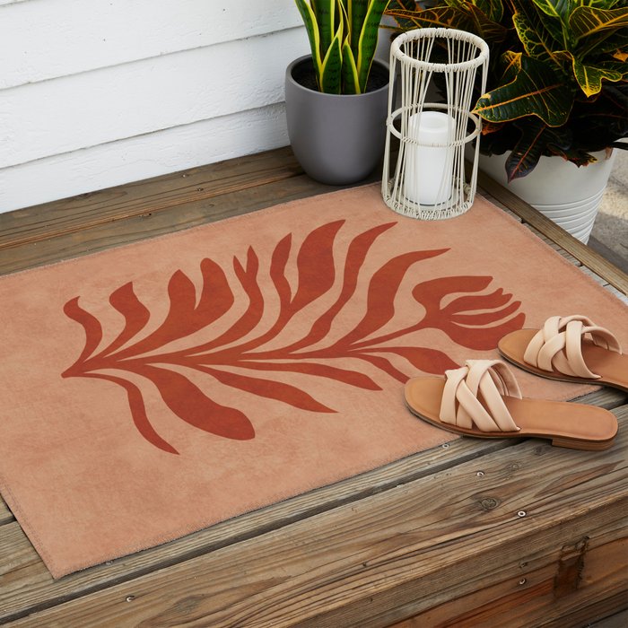 Maximalist wildflower in clay orange Outdoor Rug Gallery Image 2