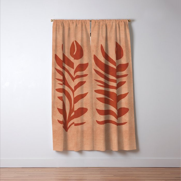 Maximalist wildflower in clay orange Window Curtain Gallery Image 3
