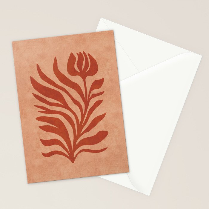 Maximalist wildflower in clay orange Stationery Card Gallery Image 2