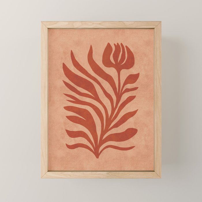 Maximalist wildflower in clay orange Mini Art Print Gallery Image 1