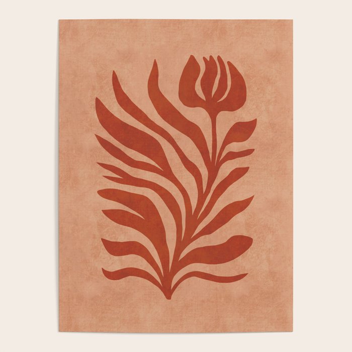 Maximalist wildflower in clay orange Poster Gallery Image 1