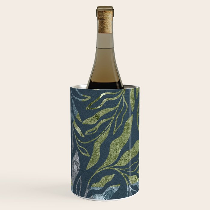 Endless Dark Leaf Illustration 1.1 Celestial Blue-Green Wine Chiller Gallery Image 1