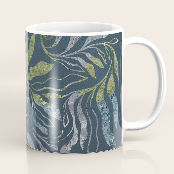 Endless Dark Leaf Illustration 1.1 Celestial Blue-Green Coffee Mug Gallery Image 1