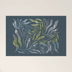 Endless Dark Leaf Illustration 1.1 Celestial Blue-Green Welcome Mat Gallery Image 1
