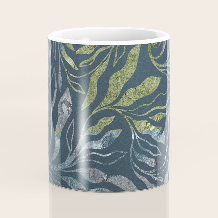 Endless Dark Leaf Illustration 1.1 Celestial Blue-Green Coffee Mug Gallery Image 4