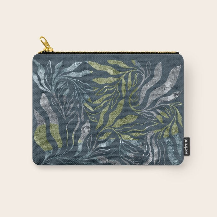 Endless Dark Leaf Illustration 1.1 Celestial Blue-Green Carry All Pouch Gallery Image 1