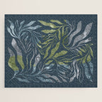 Endless Dark Leaf Illustration 1.1 Celestial Blue-Green Jigsaw Puzzle Gallery Image 1